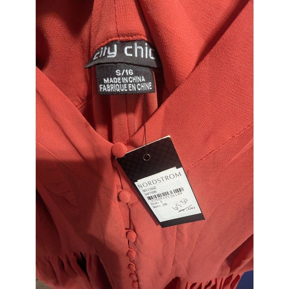 City Chic Maxi Dress Saffron Coral-Peach Button-Front Boho Plus Size 16 0X NWT - Picture 5 of 6